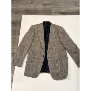 Vintage Bachrach Silk Blazer 39R Brown Tweed Sport Coat 100% Silk Mens
